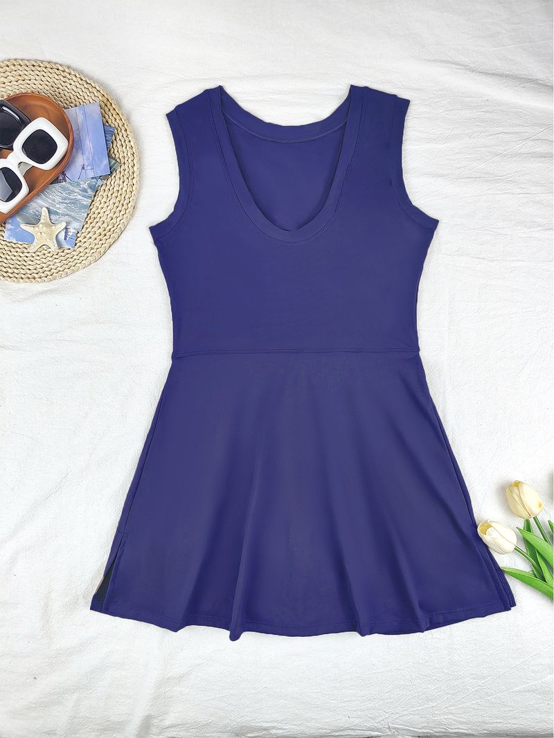 Two-Piece Sports Skirt - Anti-Slip Slim Fit Yoga Tennis Dress With Back Tie Detail Workout Gym Running Skirt_voghion.com