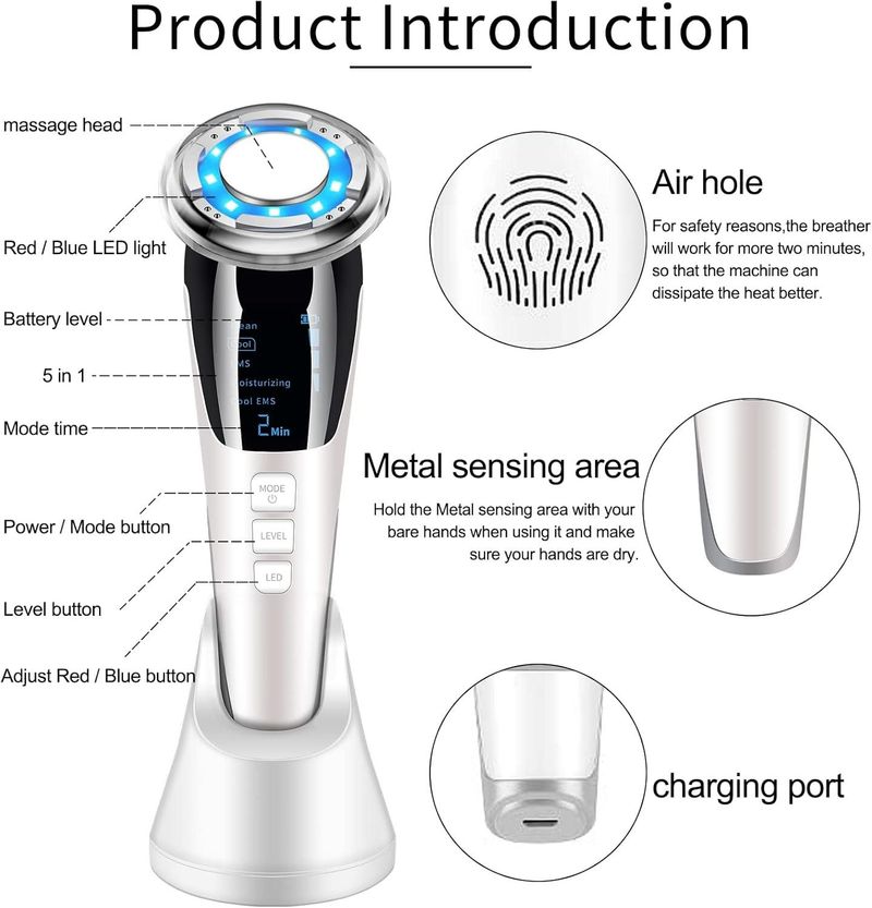 Ultrasound Face, Cosmetic Device, Wrinkle Remover, Ultrasonic Facial Massager, Beauty Device With Photon EMS ION,_voghion.com