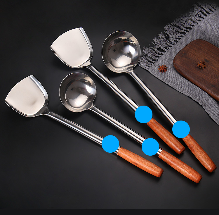 Pour un usage quotidien, manche allongé, spatule brillante spéciale Chef's Kitchen, pelle à mélanger, passoire en acier, cuisine_voghion.com