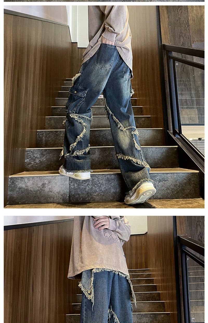 Ανδρικά ρούχα ευρωπαϊκά και αμερικανικά βαρέως τύπου τζιν για άντρες σε φθινοπωρινό αμερικανικό σχέδιο χιπ χοπ δρόμου φαρδιά ρετρό φόρμες_voghion.com