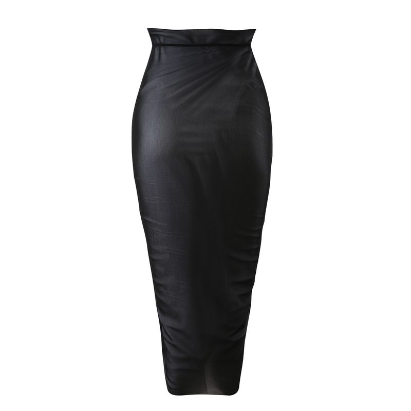 Damkläder Färgmatchning Sexig Ny Rosa Tredelad Mesh Lång Kjol Baddräkt Bikini_voghion.com