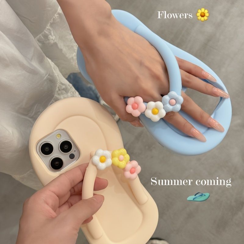 Novel Summer Flower Slipper Shape Mobile Phone Case for 12 13 14 15 promax_voghion.com
