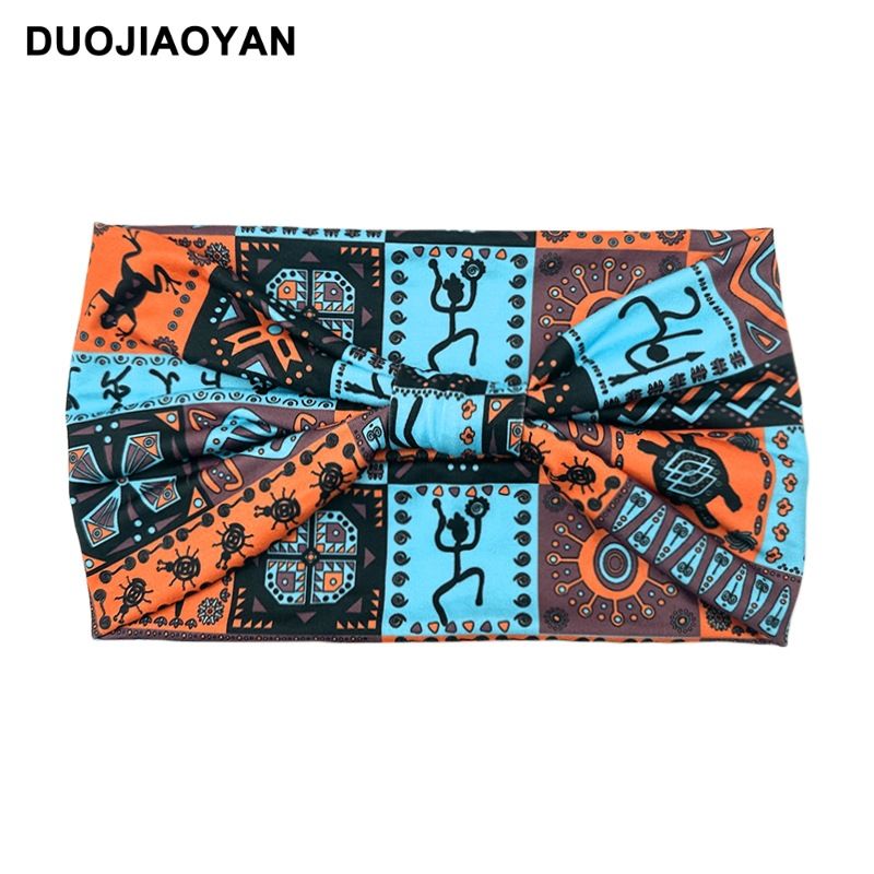 Spring and Summer New Style Knotted Cross Headband Bohemian Print Headband Elastic Headband Headband_voghion.com