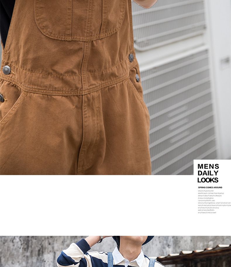 Man's clothing Men's denim overalls couple ripped loose straight jumpsuit wide leg overalls suspenders ins Daddy pants_voghion.com