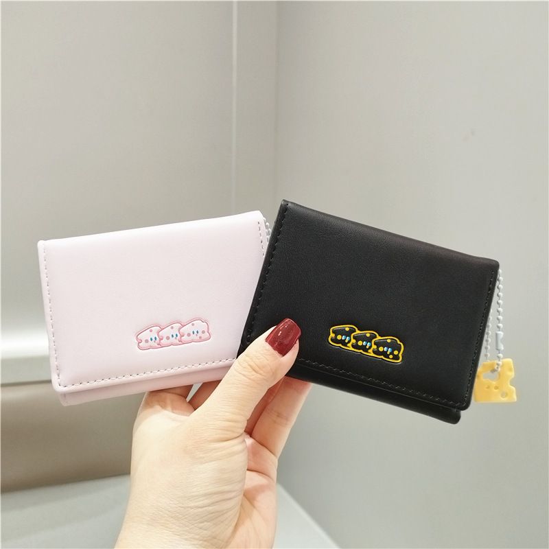 Small wallet ladies cheese cheese short trifold wallet new student cute cartoon large capacity card holder_voghion.com