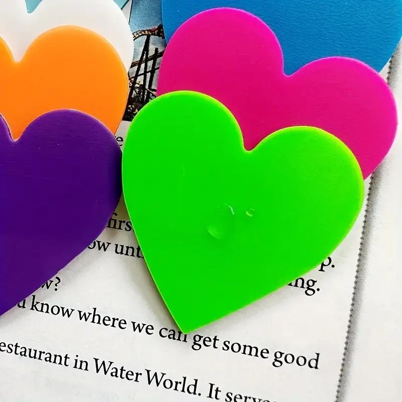8-Color Heart-Shaped Transparent Sticky Notes, Mini Index Tabs For Books, Study & Office, Waterproof Adhesive, Cute Stationery For Students_voghion.com