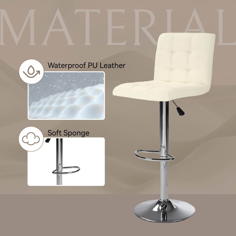 Bar Stools 1 Set Of 2, Counter Height Bar Stools, Square Cushion Bar Stools With Back, Footstool, Cafe, White, 2 Pieces_voghion.com