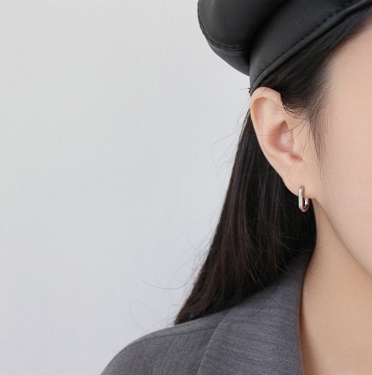 Orecchini a cerchio piccoli a forma di U in argento sterling 925 da donna e ragazza, 13 mm, A9_voghion.com