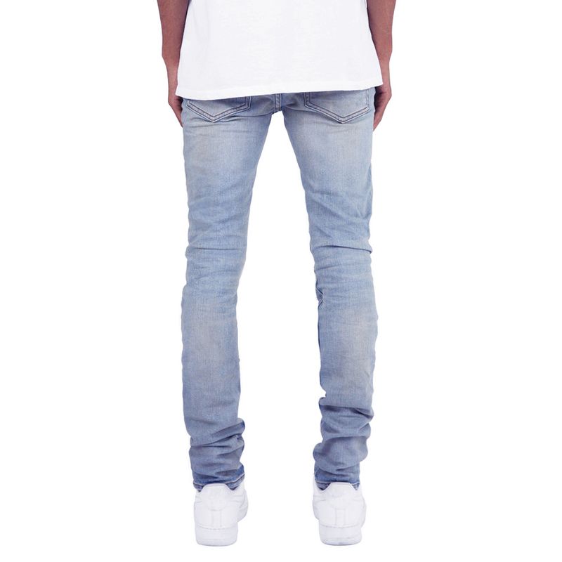 Men's Clothing Men's Cashew Flower Light Blue Tight Elastic Ripped Patch High Street Trend Skinny Jeans_voghion.com