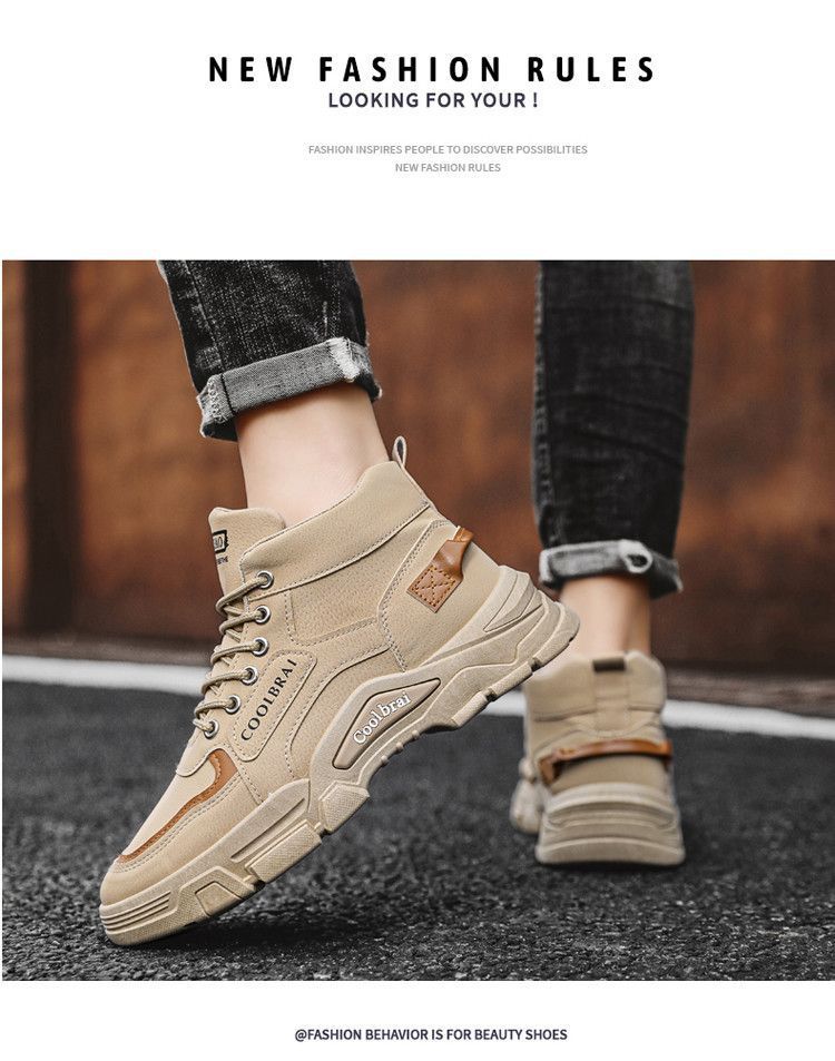 Men's Work Boots Slip-Resistant Comfortable Round Toe Casual Hiking Shoes With Rubber Sole For Outdoor Construction Non Slip Wear Resistant_voghion.com