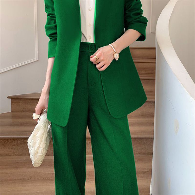 Damenbekleidung Königsblauer Anzug Zweiteiliger Anzug Anzug im neuen Stil im Pendlerdesign für Damen Mehrere Farben optionale Anzugjacke_voghion.com