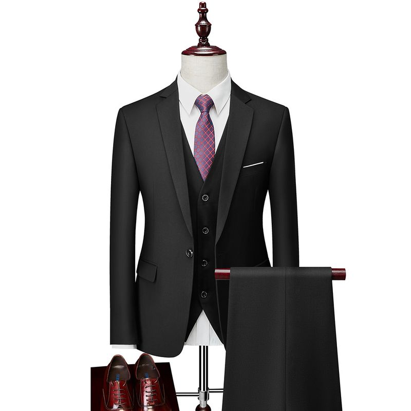 CT Men's Business Casual Set For Wedding Groom One Button Tuxedo Three-Piece Suit_voghion.com