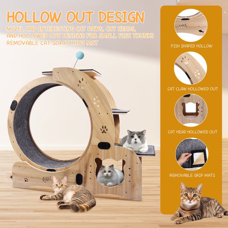 Cat Wheel 6-in-1 Cat Exercise Wheel,Upgraded Cat Wheel Exerciser for Indoor Cats,Large Cat Treadmill,Cat Running Wheel with Silent Wheel,Cat Walking W_voghion.com