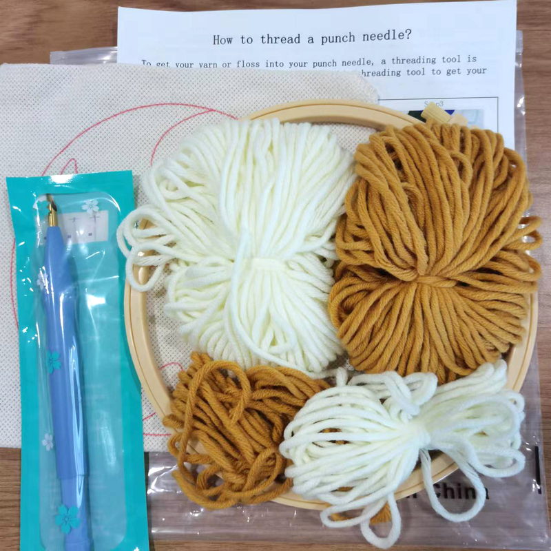 RUOPOTY DIY Abstrakt Cat Brodery Kit Punch Needle Håndarbejde til begyndere vægdekoration Unik gave_voghion.com