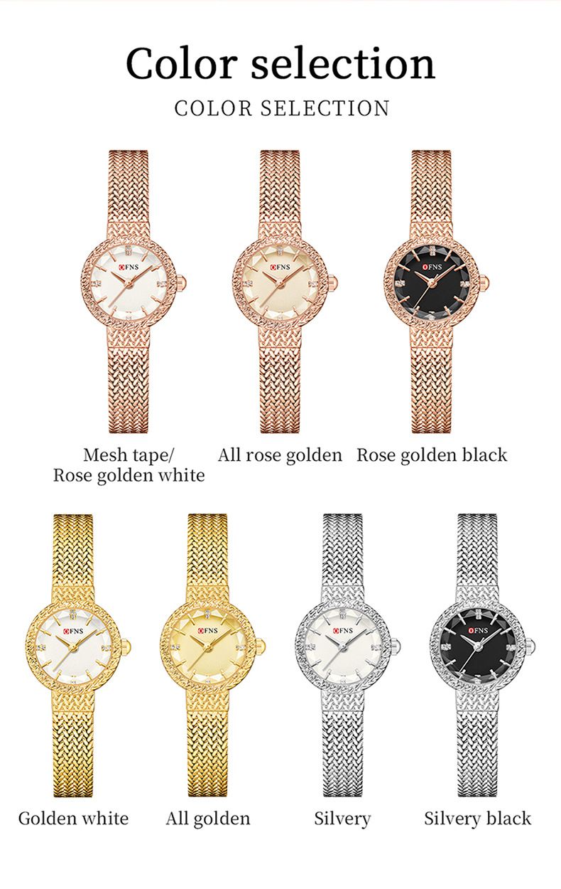 Women's Minimalist Luxury Round Face Quartz Watch With Wheat Grain Pattern, Waterproof, Mesh Strap, Elegant Small Dial Women's Watch_voghion.com