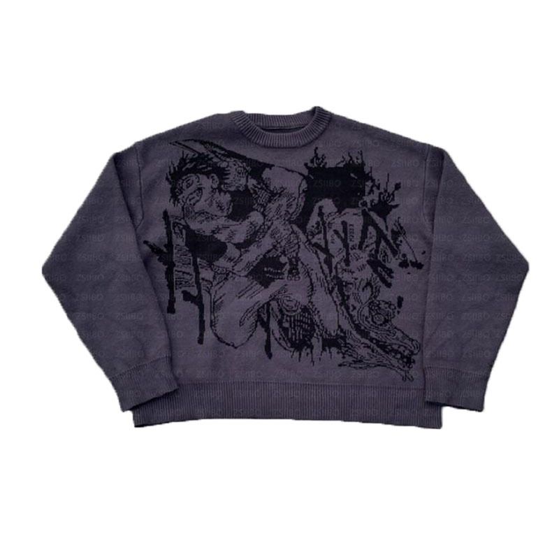 Nouveau pull col rond décontracté et chaud en tricot d'anime Harajuku à la mode_voghion.com