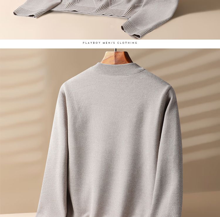 Herrenbekleidung Herrenpullover mit Rundhalsausschnitt für den Winter, mit Fleece gefüttert, dicker Pullover für Herren mittleren Alters und ältere Menschen, warmes Unterhemd_voghion.com