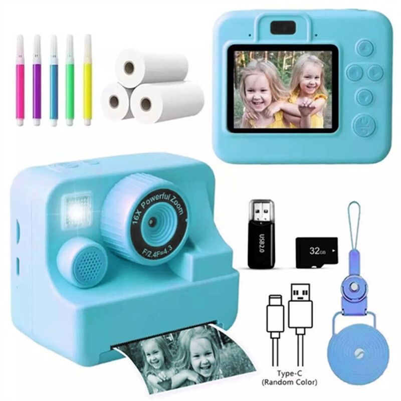 Kids Camera Video Recorder 1080P LCD Mini Toy Digital Children Cam Instant Print_voghion.com
