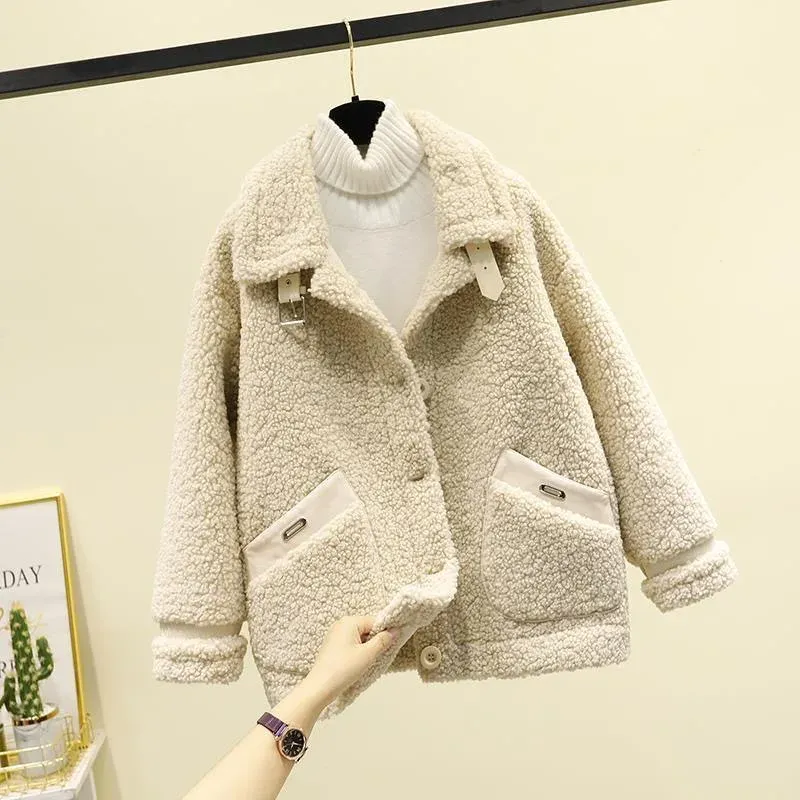 Lamb Fur Short Jacket Women's Hot Sale Of The Season New Autumn Winter Korean Style Integrated Particle Fleece Compact Size Vers_voghion.com
