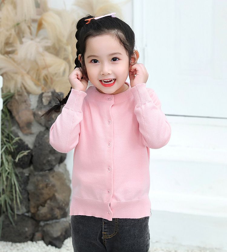 Kinder-Strickjacke – 100 % Baumwolle, langärmeliger Unisex-Pullover (90–160 cm, 6 Farben)_voghion.com