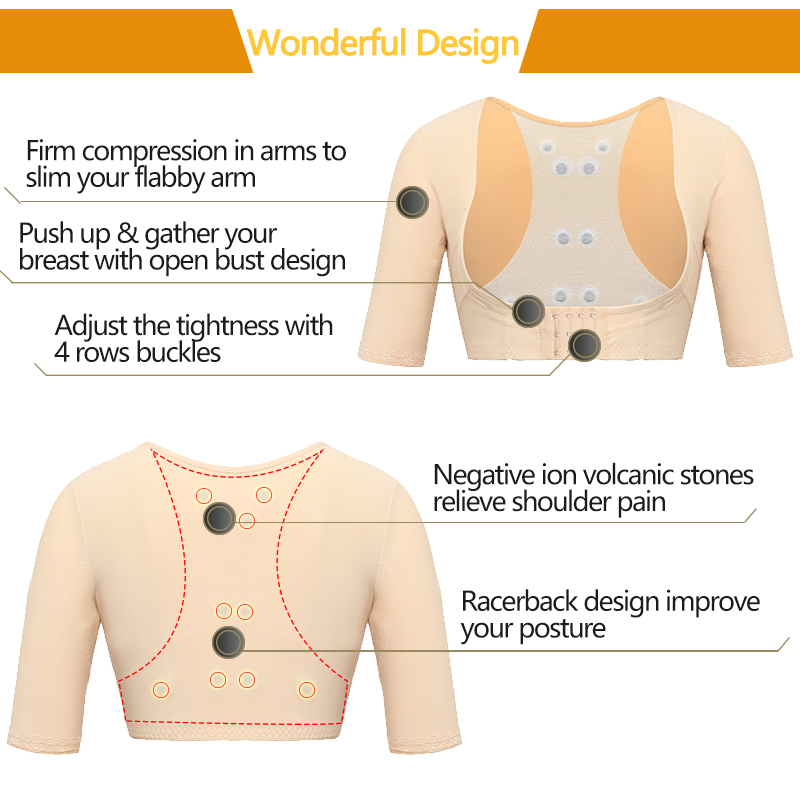 Erme Armkompresjon Kvinner Vekttap Overarm Slanking Shaper Holdningskorrigerer Topp Shapewear Post Surgic_voghion.com