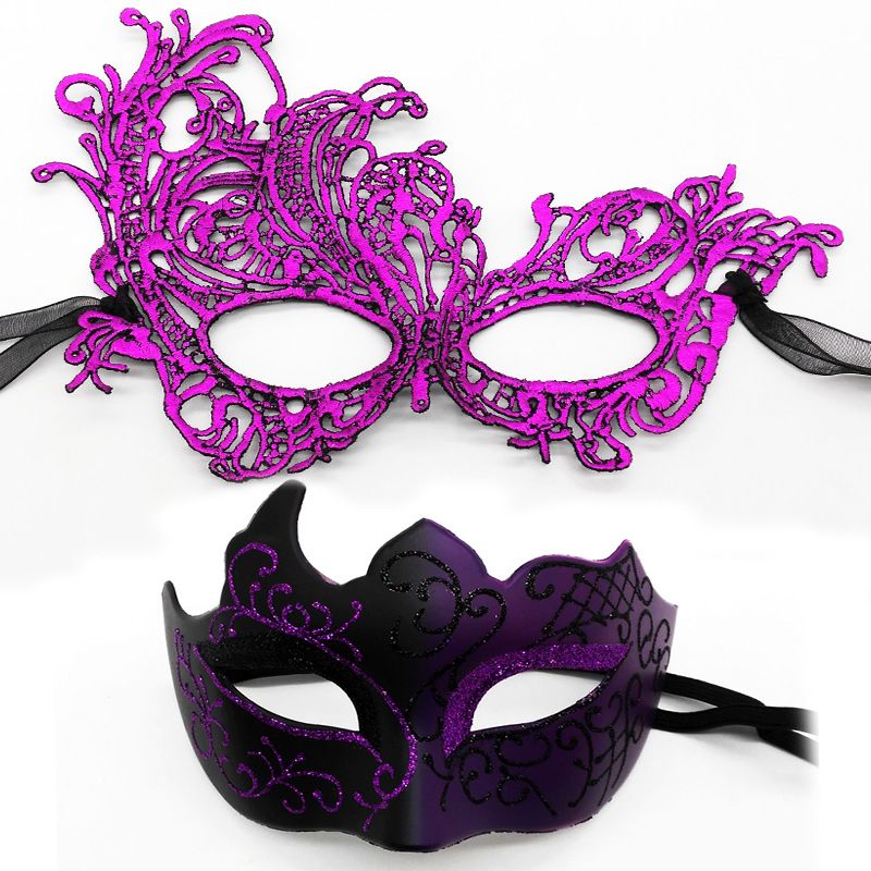 Party Bar Masquerade Men's Painted Half Face Thickened Phoenix Lace Eye Mask Set_voghion.com