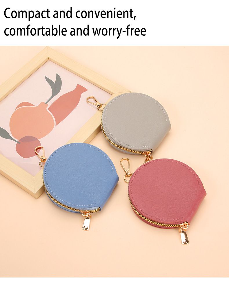 Nuova borsa portaoggetti portatile con cerniera per donne, piccola e fresca, giapponese e coreana, mini borsa rotonda per auricolari, portachiavi_voghion.com