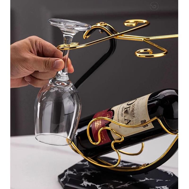 Chinese Style Home Hanging High Stem Swan Ornament New Red Wine Glass Set Rack_voghion.com