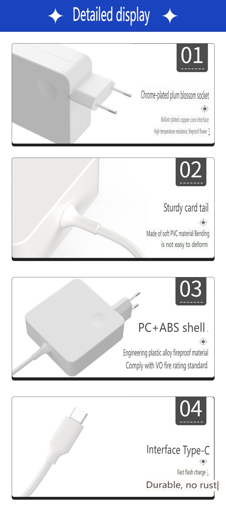 65W Universal USB-C PD 3.0 Laptop Charger - 20V 3.25A EU Power Adapter Suitable For ASUS/Dell/HP/Acer/Lenovo&Other Laptop_voghion.com