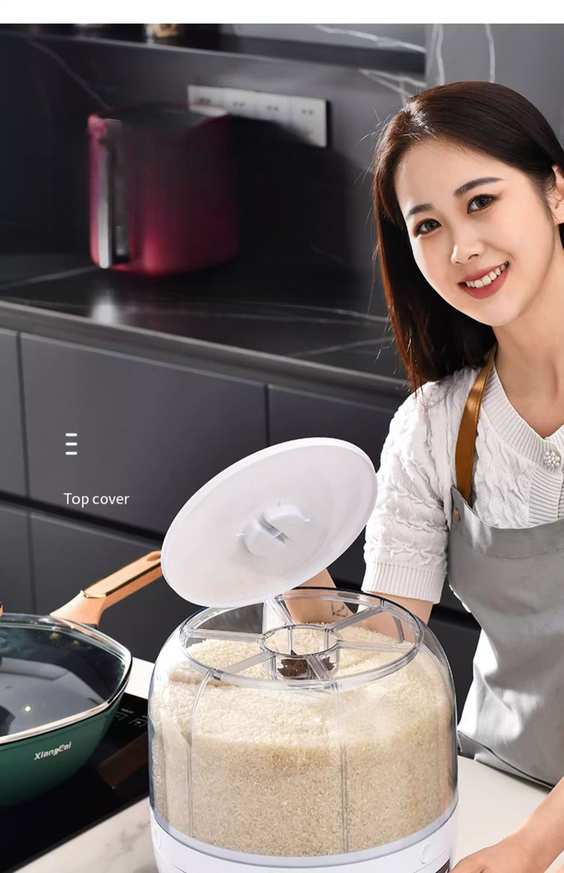 Food Grade Grain Box Container Household Insect-Proof Moisture-Proof Sealed Rotating Divider Rice Jar Storage Bin_voghion.com