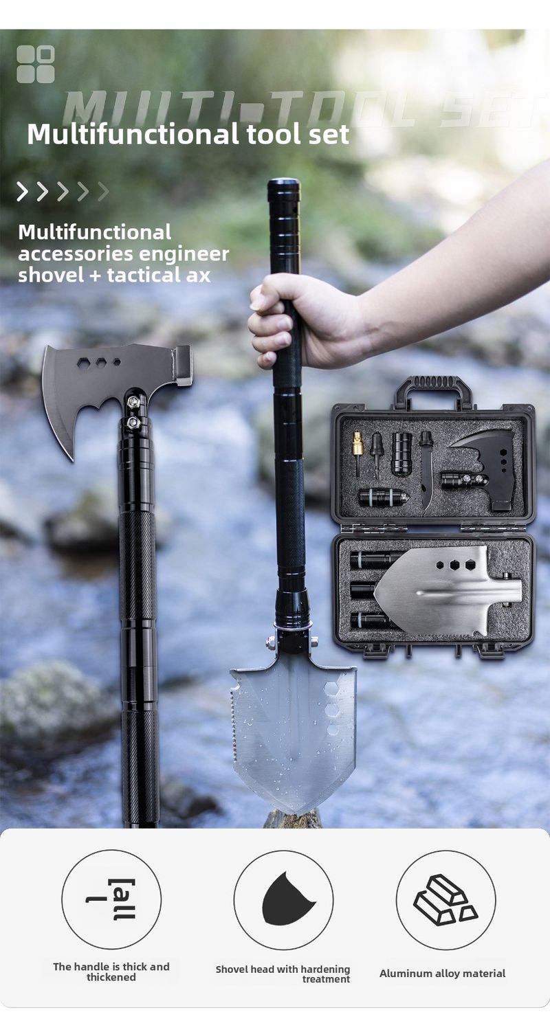 Outdoor Military Axe Hammer Set Camping Survival Car-Mounted Manganese Steel Folding Multi-Functional Engineer Shovel_voghion.com