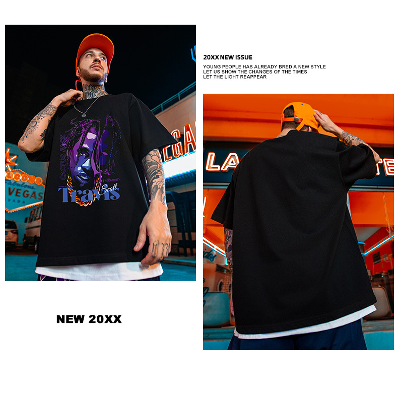Amerikanische Modemarke Loose T-Shirt Short Fat Plus 5/4 Ärmel China-Chic Large Herren Sommer_voghion.com