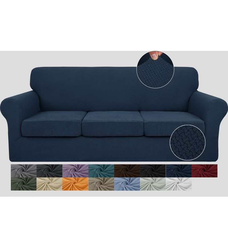 Copridivano elastico spesso jacquard con nodo lavorato a maglia tinta unita, cuscino indipendente, copridivano completo_voghion.com