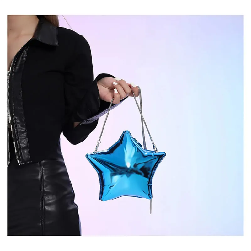 Borse a tracolla a forma di stella in acrilico creativo alla moda Er Borsa a tracolla da donna Y Pochette da sera per feste in argento 240824_voghion.com
