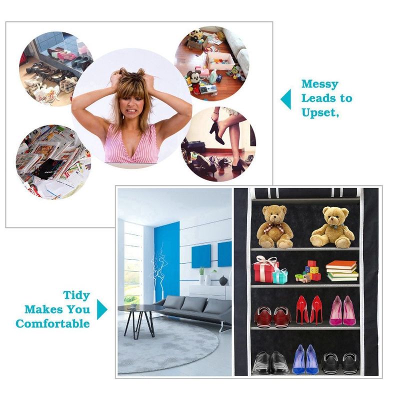 10 Easy NonWoven Tidy Pair Shoe Holding Assemble Tiers Brown DIY Fabric 27 Shoe Cabinet Shoes Rack Dustproof_voghion.com