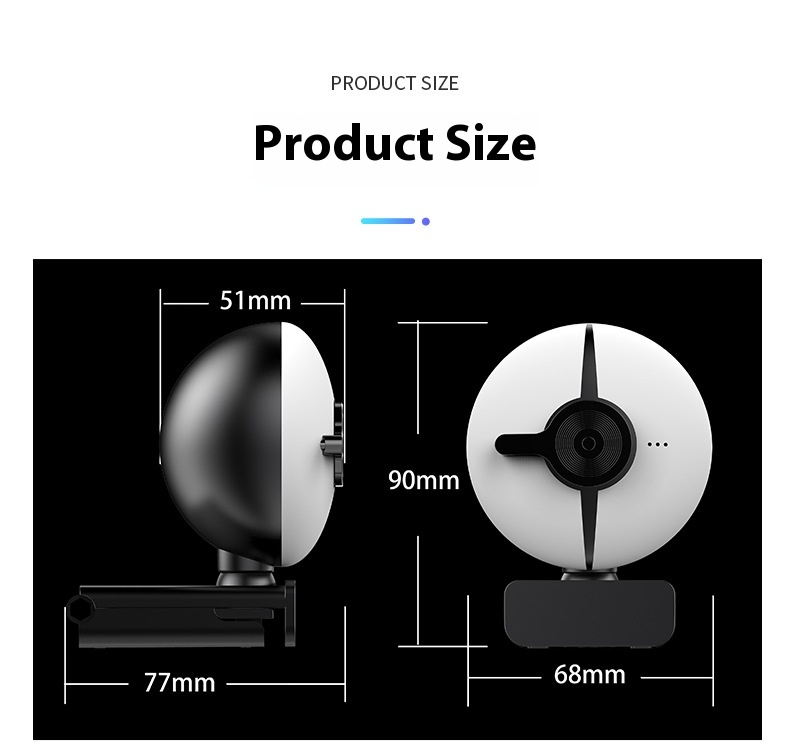 1080P HD Webcam W/ Ring Light & Privacy Cover, 120° Wide Angle For Streaming, Zoom Meetings, Gaming, Remote Work, Online Class +Free Earbuds_voghion.com