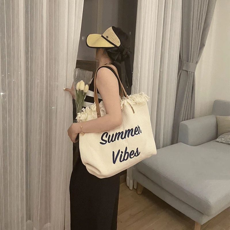 Women Handbags Large Tote Shopping Underarm Shoulder Bag For Female Casual Canvas Beach Bags_voghion.com
