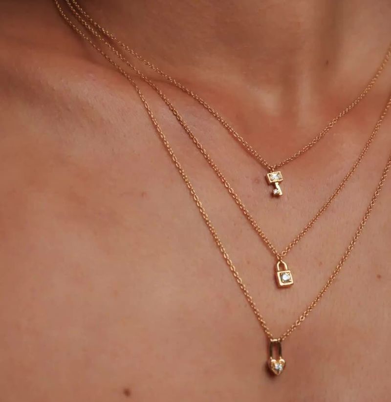 Diamond Lock Heart Key S925 Sterling Silver Necklace Niche Design Sense Light Luxury High End_voghion.com