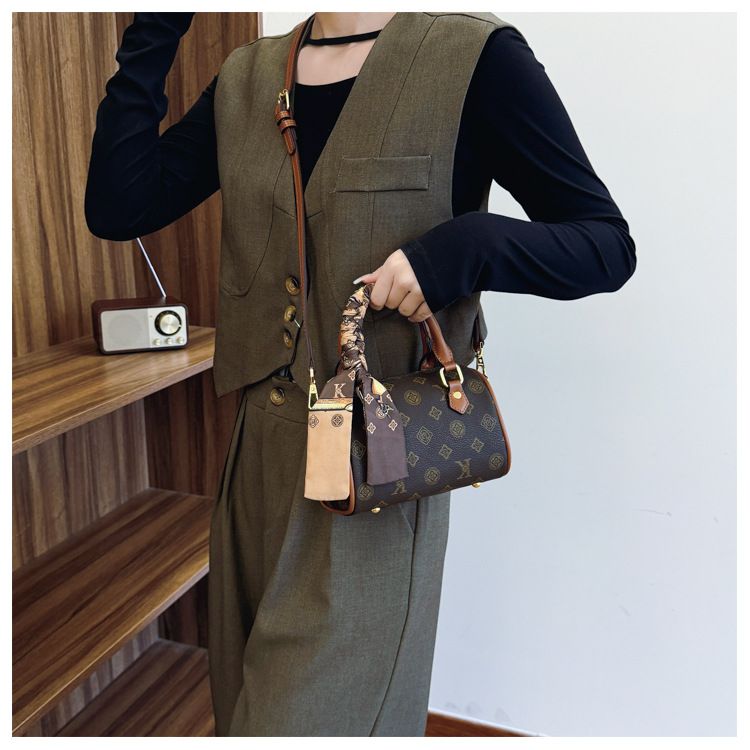 Elegante borsa a tracolla Boston da donna - Borsa a tracolla piccola e grande in pelle PU con stampa floreale vintage e tracolla regolabile_voghion.com
