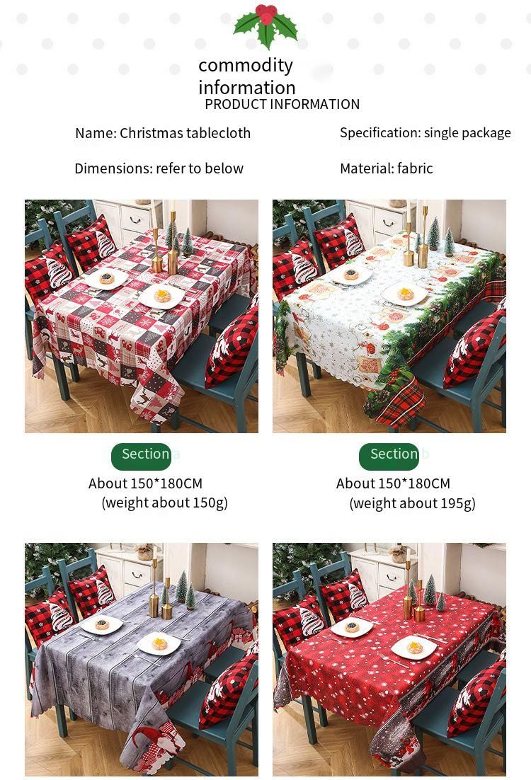 New Christmas Tablecloth Creative Printed Runner Supplies Party Table Cloth Decoration_voghion.com