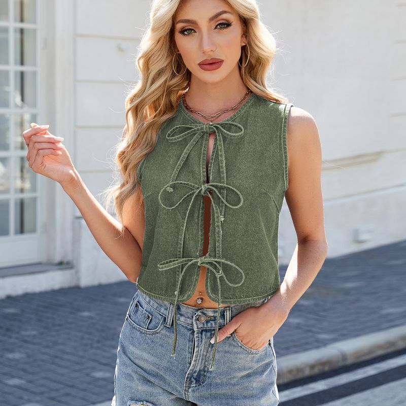Lace-up Vest For Women; Versatile Top_voghion.com