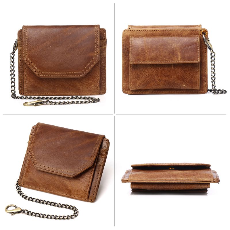 First layer oil wax leather men's RFID anti magnetic and anti-theft real pickup bag short style zero wallet_voghion.com