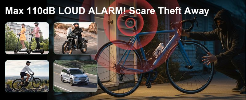 Alarme de vélo rechargeable par USB, alarme de moto max. 110 dB avec télécommande et 7 niveaux de sensibilité, alarme antivol avec capteur de mouvement et vibrations_voghion.com