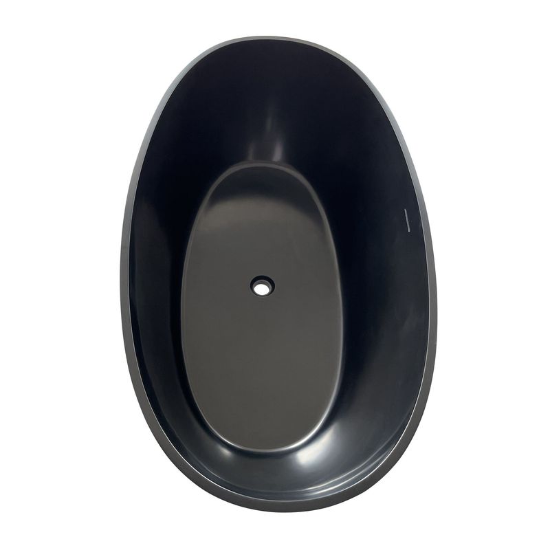 55" Black Solid Surface Soaking Bathtub_voghion.com