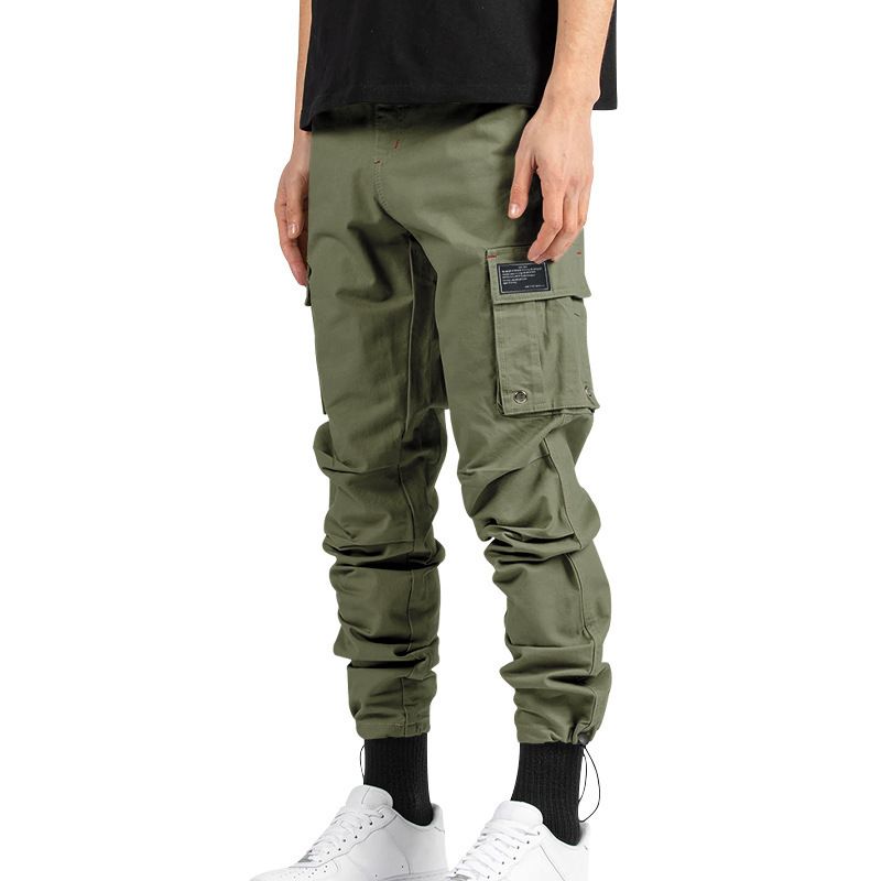 25 Spring Summer New Men's Casual Pants Multi-Pocket Solid Color Loose Jogger Cargo Trousers_voghion.com