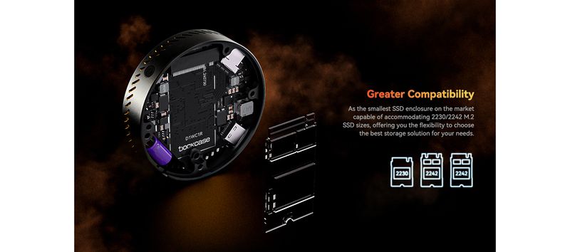 Dockcase Mag Safe M.2 NVMe SSD Enclosure With With LCD Display Screen USB Type-C 3.2 Gen2 10Gbps PD Charging_voghion.com