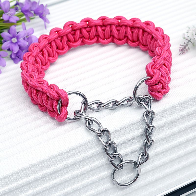 Collare per cani intrecciato a mano con corda rotonda multicolore, accessori per animali domestici_voghion.com