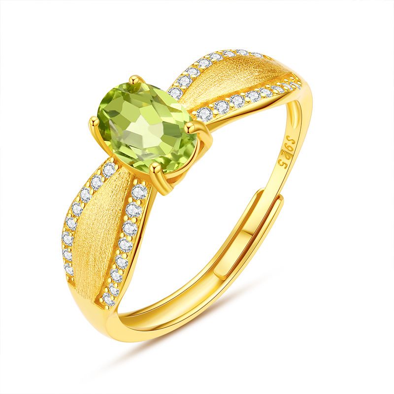 Anello da donna in argento puro con indice, stile francese, leggero, di lusso, in pietra naturale spazzolata, dolce e fresco, aperto_voghion.com