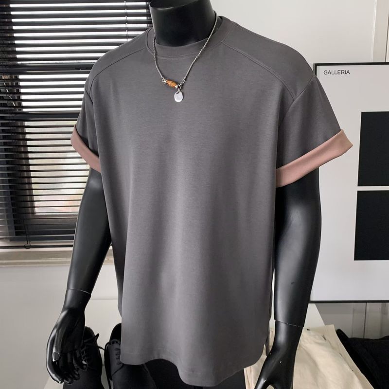Two Tone Modal Air Layer Short T-shirt For Men In Summer 2025, New Casual Sports Base Shirt, Half Sleeved Top_voghion.com
