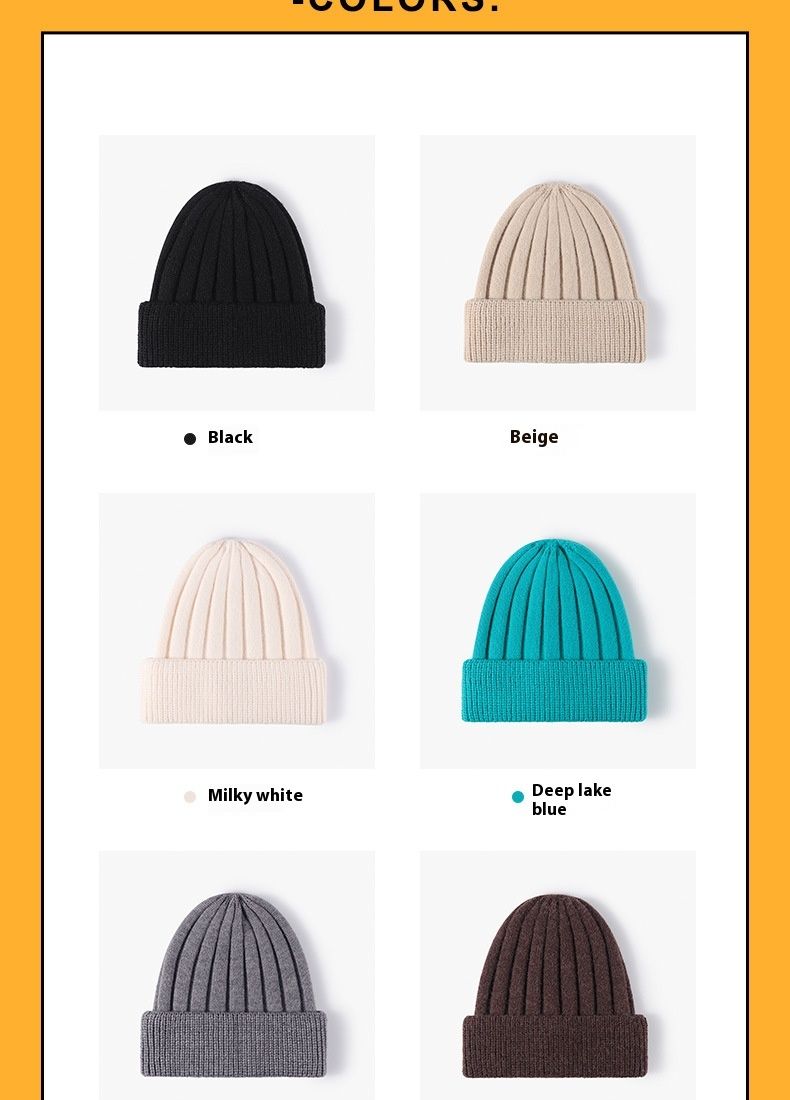 Knitted Hat For Women Versatile In Europe And America Warm And Cold Hat For Autumn And Winter Fashionable Outdoor Thick Men's Woolen Hat_voghion.com